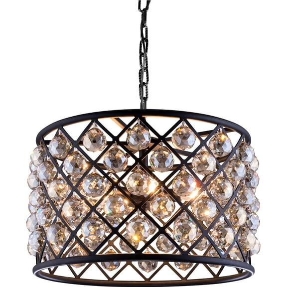 MADISON Pendant Lamp 6-Light Mocha Brown Clear Crystal Royal-Cut Candelabra E12