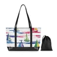 thumbnail image 7 of FORMRS Canvas Laptop Tote Bag for Women with 15.6" Computer Compartments Shoulder Handbag, Hand Drawn Sailboats, 7 of 7