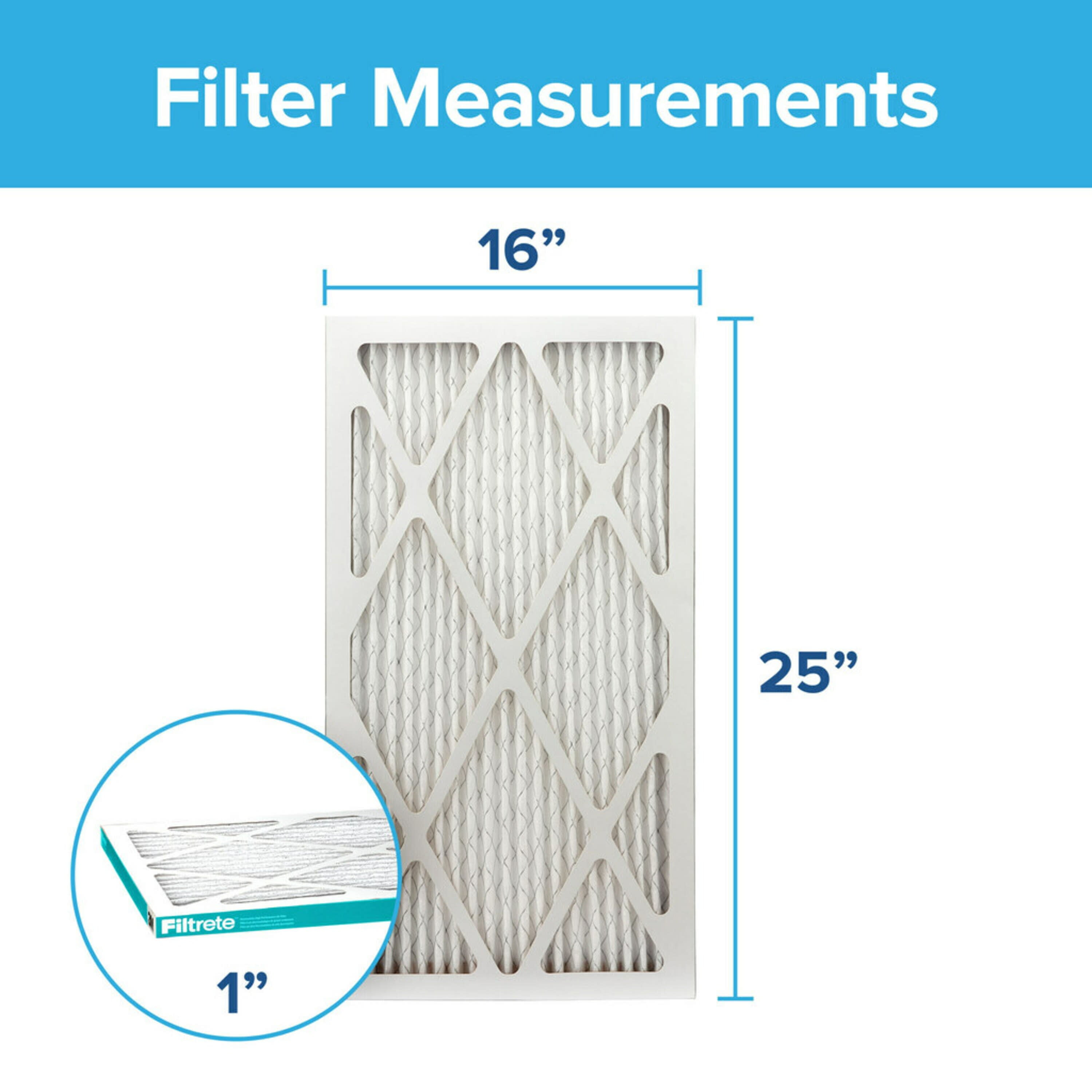 Filtrete 16x25x1 Air Filter, MPR 1200 MERV 11, Allergen Defense, Captures Pet Dander, Smoke, Smog and Pollen, 1 Filter