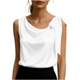thumbnail image 1 of Tops Casuales sin Mangas para las Mujeres Elegante Satén Encaje Blusa, Tanque de Verano de Color Sólido para el Uso Diario, 1 of 7