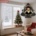 thumbnail image 3 of Stylized Metal Christmas Tree Wind Spinner - Retro Futuristic Design with Skeleton Santa Concentric Circles & Decorative Lines for Garden, 3 of 7