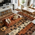 thumbnail image 5 of Burnt Orange Dog Paws 3x5 Area Rugs, Farmhouse Vintage Modern Brown Wood Non-Skid Rubber Backing Large Rectangle Rugs - Living Room Bedroom Home Office, Indoor Floor Mat Carpets Washable Rug, 5 of 9
