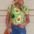 thumbnail image 6 of KLL Women 's Crew Neck Bodysuit Jumpsuits Avocado Green Striped Print Short onesies Stretch T Shirts, 6 of 7