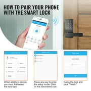 KFFKFF Smart Lock, Keyless Entry Door Lock with Handle, APP Control Fingerprint Door Lock, 7-in-1 Smart Locks for Front Door, Electronic Digital Lock with Keypad