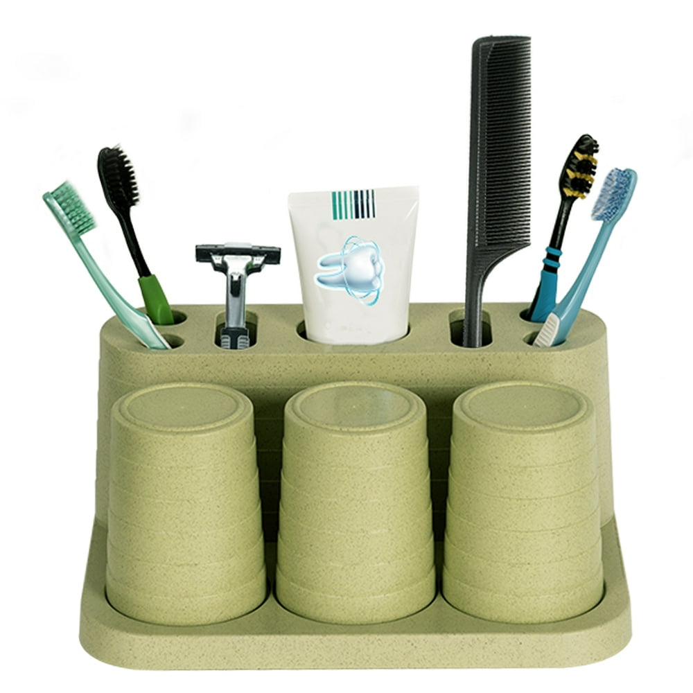 Sundale Family Toothbrush and Toothpaste Holder Set with 3 Cups Tooth