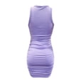 thumbnail image 4 of Women Summer Dresses, Women Dresses,Women's Sleeveless Round Neck Pleated Bodycon Dress Stretchy Elastic Fit Casual Summer Flowy Comfortable Fashionable Trendy Outfit, 4 of 5