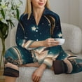 thumbnail image 6 of Uemuo Artistic Starry Sky Moon Book Pattern Womens Pajama Sets,PJ Set for Women,Pajamas for Women Logo,Long Sleeve Pajama Set for Women,Soft Long Sleeve Top With Pants-Large, 6 of 9