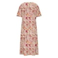 thumbnail image 4 of Yotami Short Sleeve Beach Dress for Women Boho Summer Long Dress Floral Print V-Neck Loose Flowy Dress, 4 of 4