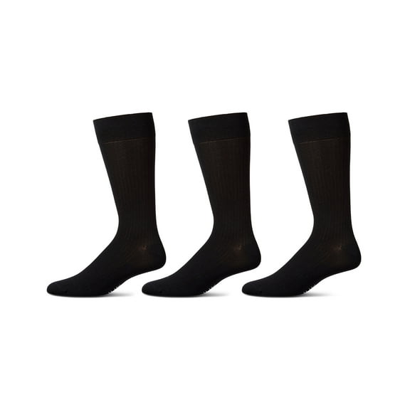 MeMoi Thin Ribbed Men's Mercerized Cotton Socks 3 Pack - Mens - Male, 9-11, Black