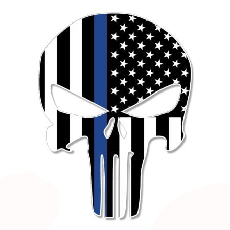 Gifted Line Stickers - Punisher Skull Thin Blue Line Flag - Vinyl Sticker Waterproof Decal Sticker 5