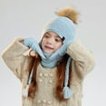 thumbnail image 6 of Girls Winter Hats with Ear Flaps Gloves and Scarf Set, Children Beanies Hats Warm Lined Beanie for 4-10 Years Girls Boys, 6 of 7