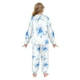 thumbnail image 3 of Fluffy Pajamas Set Fuzzy Winter Warm Pj Sets Pullover Tops and Long Pants Blue Pastel Flowers X-Small, 3 of 8