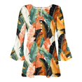 thumbnail image 5 of CYMMPU Tunic Tops 3/4 Sleeve Flower Printed Blouses for Women Dressy Casual Loose Fit Spring Tops Fall Trendy Shirts Button V Neck Flare Sleeve Empire Waist A Line T-Shirts L, 5 of 5