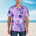 thumbnail image 4 of Balery Violet Print Men's Hawaiian Shirts Short Sleeve Beach Shirt Relaxed Fit Vacation Button Down Shirts-Large, 4 of 9