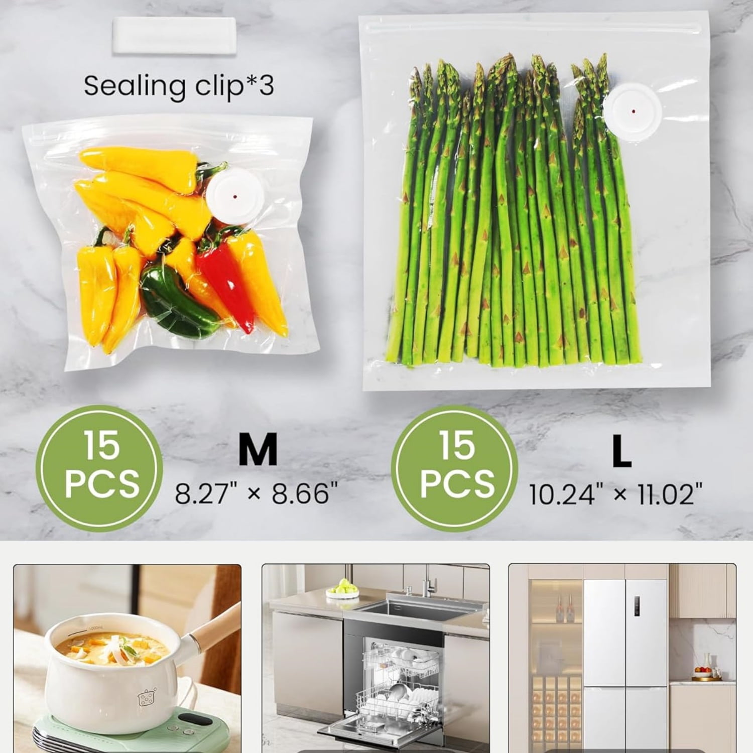 Vacuum Sealer for Food with Visible Water Tank, Handheld Compact Vacuum Sealer Machine with 30 Bags for 6X Preservation & Fresh, White