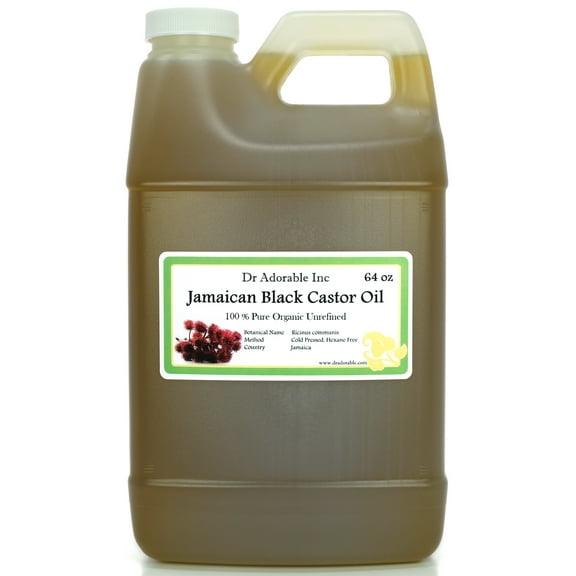 Dr Adorable - 64 oz - Jamaican Black Castor Oil - 100% Pure Organic Cold Pressed Natural Skin and Strengthen Grow & Restore Hair Care