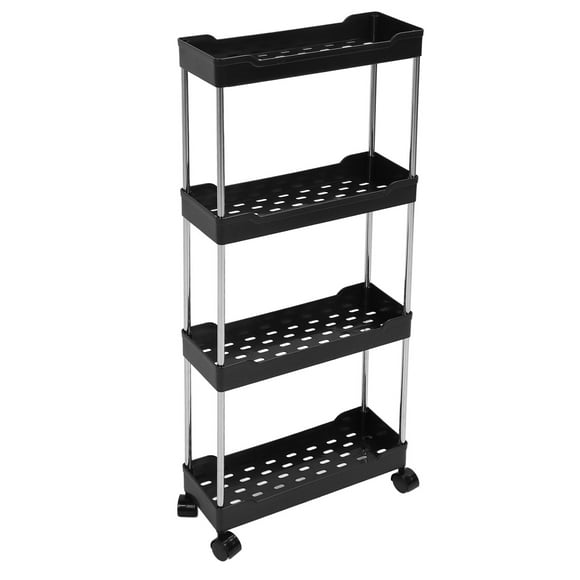 SLIM ROLLING STORAGE CART 4 TIER BATHROOM ORGANIZER FOR NARROW PLACES
