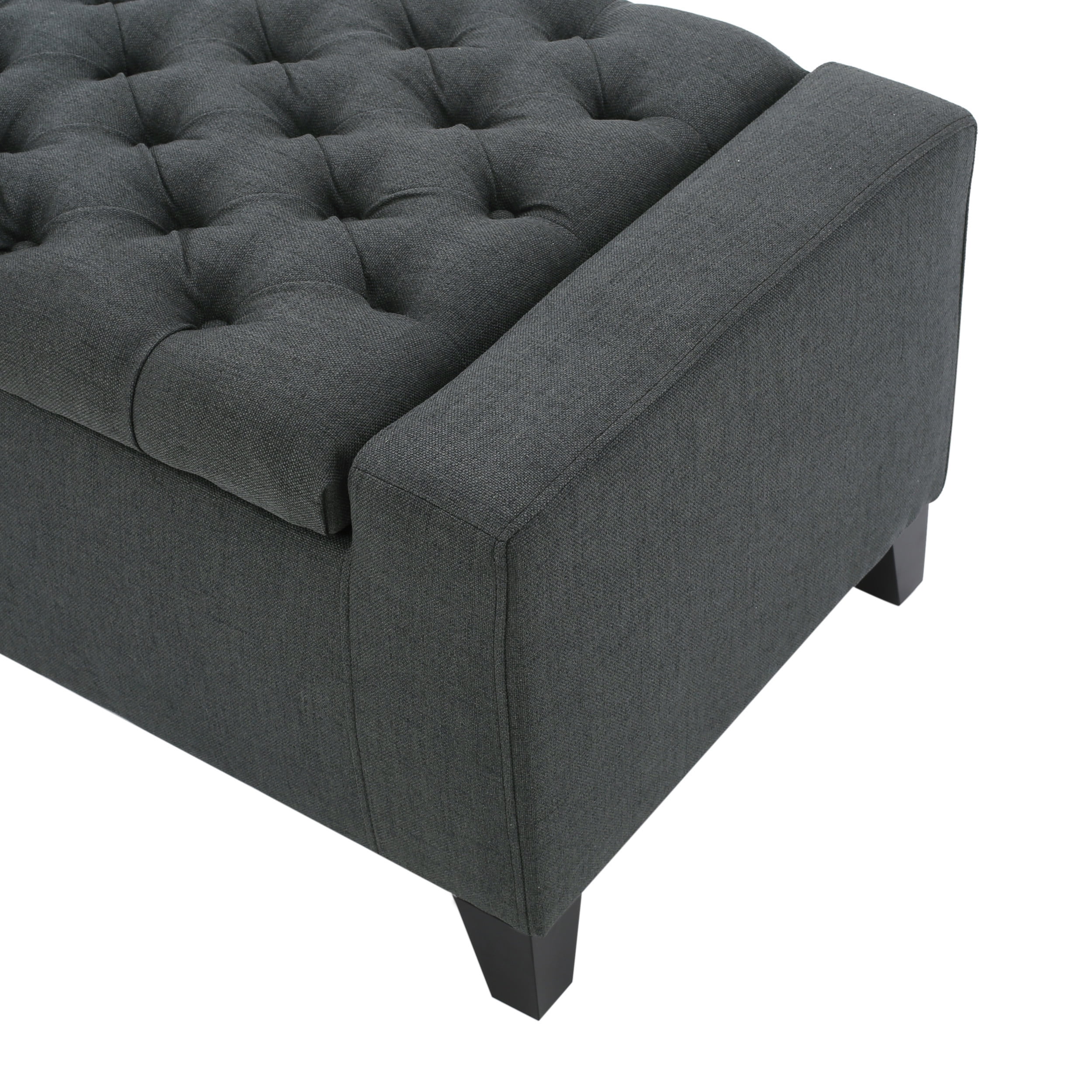 Noble House Hannah Dark Grey Fabric Storage Ottoman