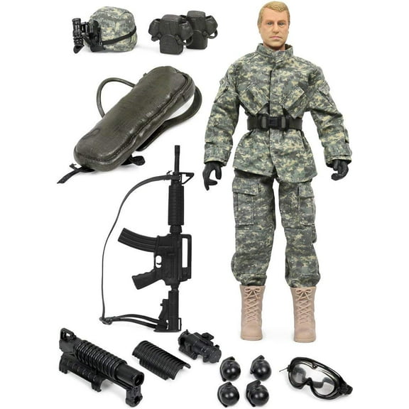 Click N' Play Military Airborne Infantry Troop Action Figure Set, 12 Pieces