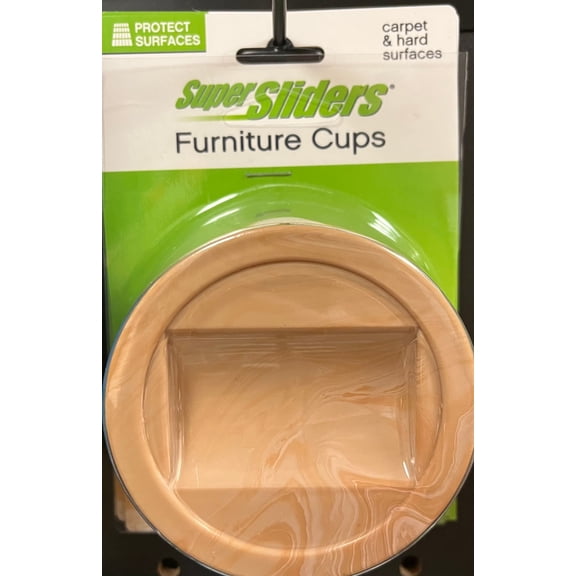 Super Sliders 2-1/8 Inch Caster Cups for Furniture Wheels, Protect Floors & Secure Furniture, 4 Pack