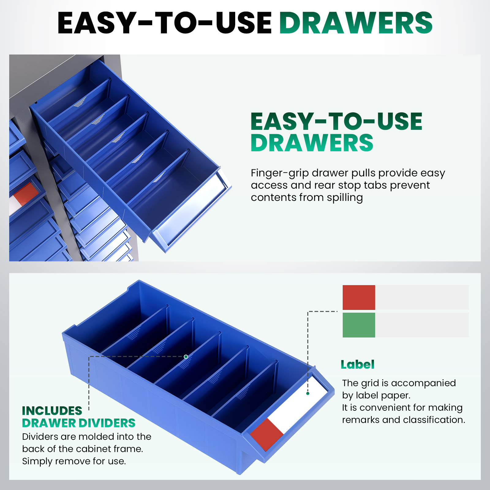Parts Cabinet, Parts Cabinet, Bolt and Nut Tool Storage Cabinet with 75 Drawers, Heavy-Duty Build, Stackable Design and Clear Drawer Labels for Tool Hardware Storage Garage, Hobby Room