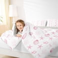 thumbnail image 4 of jejeloiu Pink Bowknot 7-Piece Twin Bedding For Girls,Watercolor Seashell Starfish Bedding Comforter Set,Pink White,Light Gray Reversible, 4 of 7