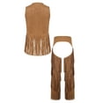 thumbnail image 2 of Choomomo Men's Faux Suede Cowboy Outfit Open Front Tassel Vest & Hollow-out Crotch Tiered Fringe Pants Brown XXL, 2 of 7