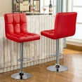 thumbnail image 6 of Alden Design Adjustable Bar Stool Modern Faux Leather Counter-Height Mid-Back Bar Chair, Set of 2, Red, 6 of 13