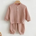 thumbnail image 3 of Tiijoy Boys Outfits Solid Casual Ribbed Sweatshirt and Pants Set, Sizes 9-12M, 3 of 8