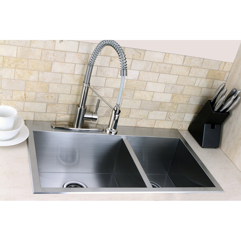 Kingston Brass Uptowne 31.5'' L x 20.5'' W Self-Rimming 70/30 Offset Double Bowl Kitchen Sink - image 2 of 4