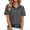 Gray-01, variant on Women's Short Sleeve Button Down Shirt, V Neck Lightweight Chest Pocket Blouse for Daily & Vacation