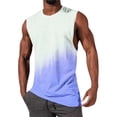 thumbnail image 4 of Mens Workout Muscle Gym Tank Tops Summer Casual Beach Sleeveless T Shirts Crew Neck Gradient Tee Tops, 4 of 6