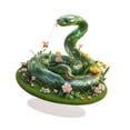thumbnail image 4 of Decoración acrílica de serpiente verde con Base, adorno de mesa creativo artesanal 2D, centro de mesa para dormitorio, estantería, gabinete, hogar, 4 of 9