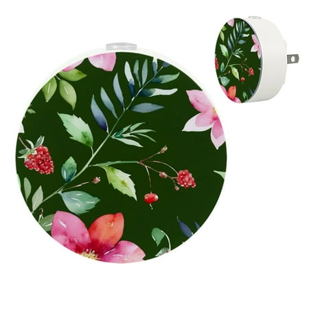 

YZUOUZY Night Light LED Lamp Small Bedside Lamps Set of 2 Berries Amaryllis Fruit Flowers