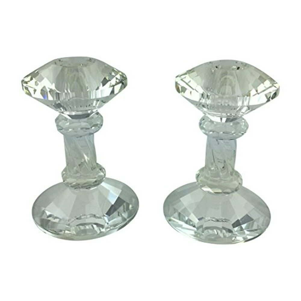 Simon Design Crystal Candlestick Holders 4" (Set of 2)