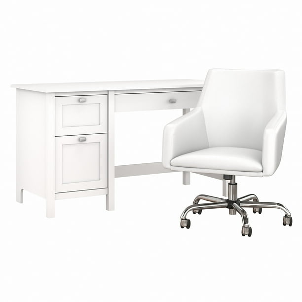 Bush Furniture Broadview 54W Computer Desk and Leather Office Chair 2