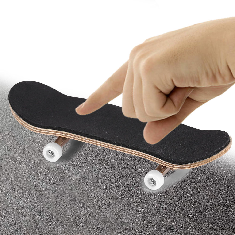 Fingerboards-1Pc Maple Wooden+Alloy Fingerboard Finger Skateboards with Box Reduce Pressure Gifts Black 