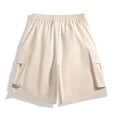 thumbnail image 2 of Fengqque Men's Cargo Shorts Elastic Waistband Drawstring Summer Relaxed Fit Work Shorts with Multiple Pockets Beige XS(XS), 2 of 5