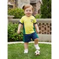 thumbnail image 3 of RUINIXCW Toddler Baby Boy Football Soccer Jersey Outfit Infant Baby Boys Fall Summer Clothes Crew Neck Short Sleeve Shirt and Shorts 2 Pcs Set, 3 of 8