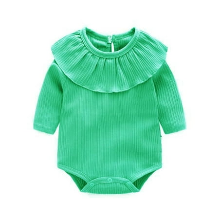 

Mikilon Toddler Infant Baby Boys Girls Solid Ruffles Romper Jumpsuit Outfits Clothing Jumpsuit for Baby Girls 3-6 Months Green 2023 Deal