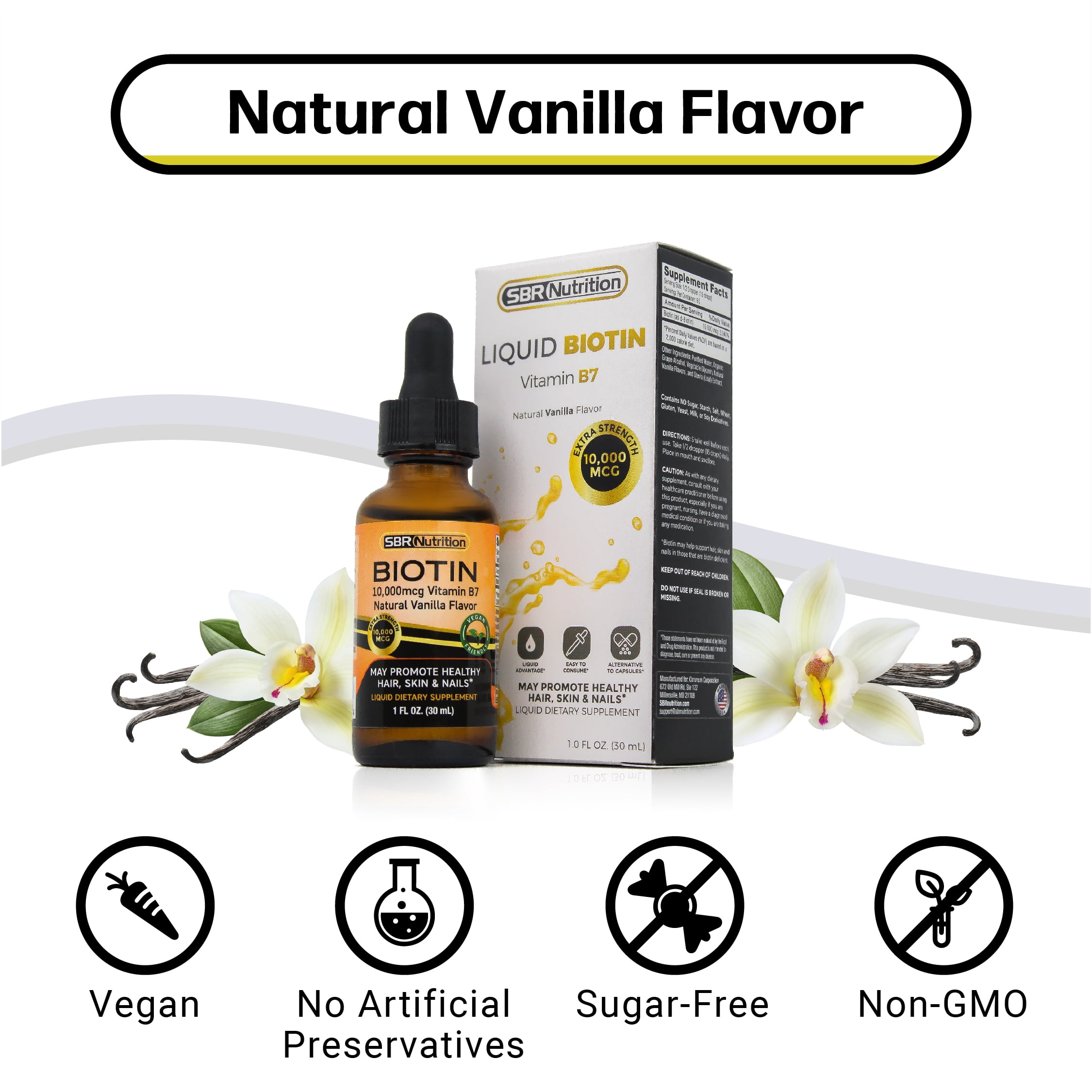 MAX Absorption Biotin Liquid Drops, 10000 mcg Biotin Per Serving, 60 Serving, No Artificial Preservatives, Vegan Friendly, Supports Healthy Hair Growth, Strong Nails and Glowing Skin, Made in USA…