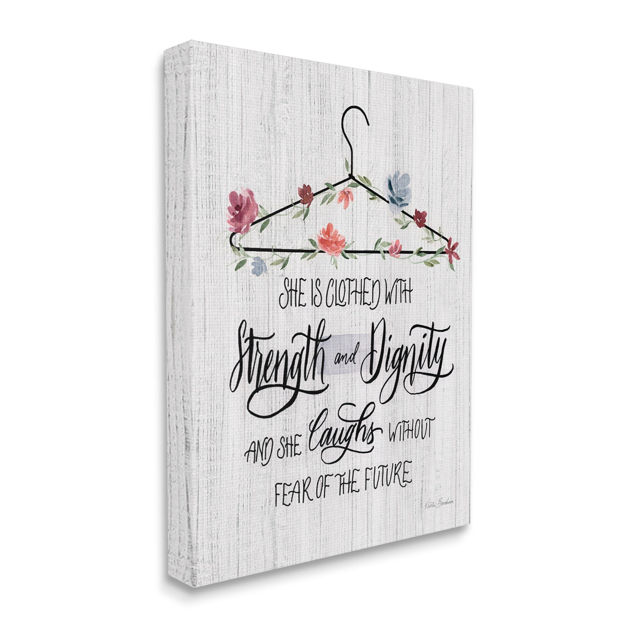 Stupell Industries Clothed With Strength Dignity Chic Motivational Laundry Phrase, 36 x 48,Design by Kristen Brockmon