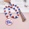 thumbnail image 5 of Wood Bead Garland with Rustic Tassels, Farmhouse Wall Hanging Prayer Beads Patriotic American Independence Day 4th of July Ornaments for Home Decor, 5 of 7