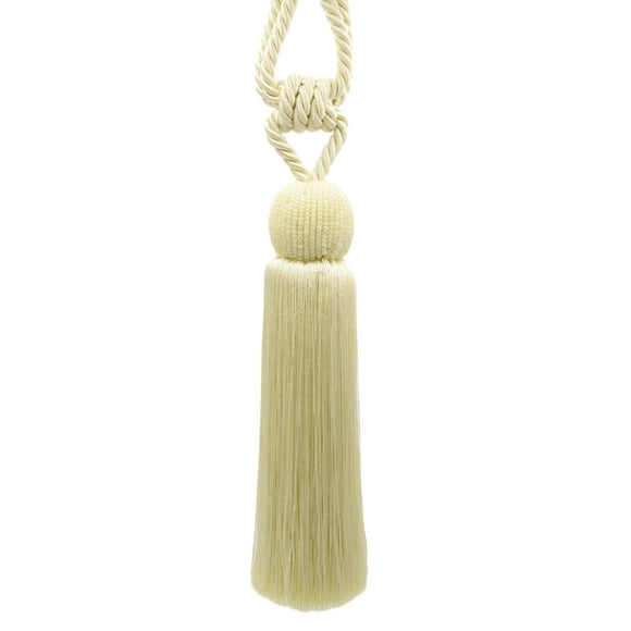 Decorative Beaded Tassel Tiebacks elaborately handcrafted with a glass seed bead design, Tassel Length 8" (20cm), 26" Spread (66cm) (Style# TBBD8), Cream Ivory #A2 (Ivory / Cream) Sold Individually