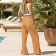 thumbnail image 5 of Admvng Women's Cotton Pants Elastic Waist Summer Casual Straight Leg Trousers with Pockets, 5 of 9