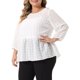 thumbnail image 4 of Blusa de peplum con volantes y cintura ajustada de manga 3/4 para mujer de tallas grandes Agnes Orinda 2X blanca, 4 of 6