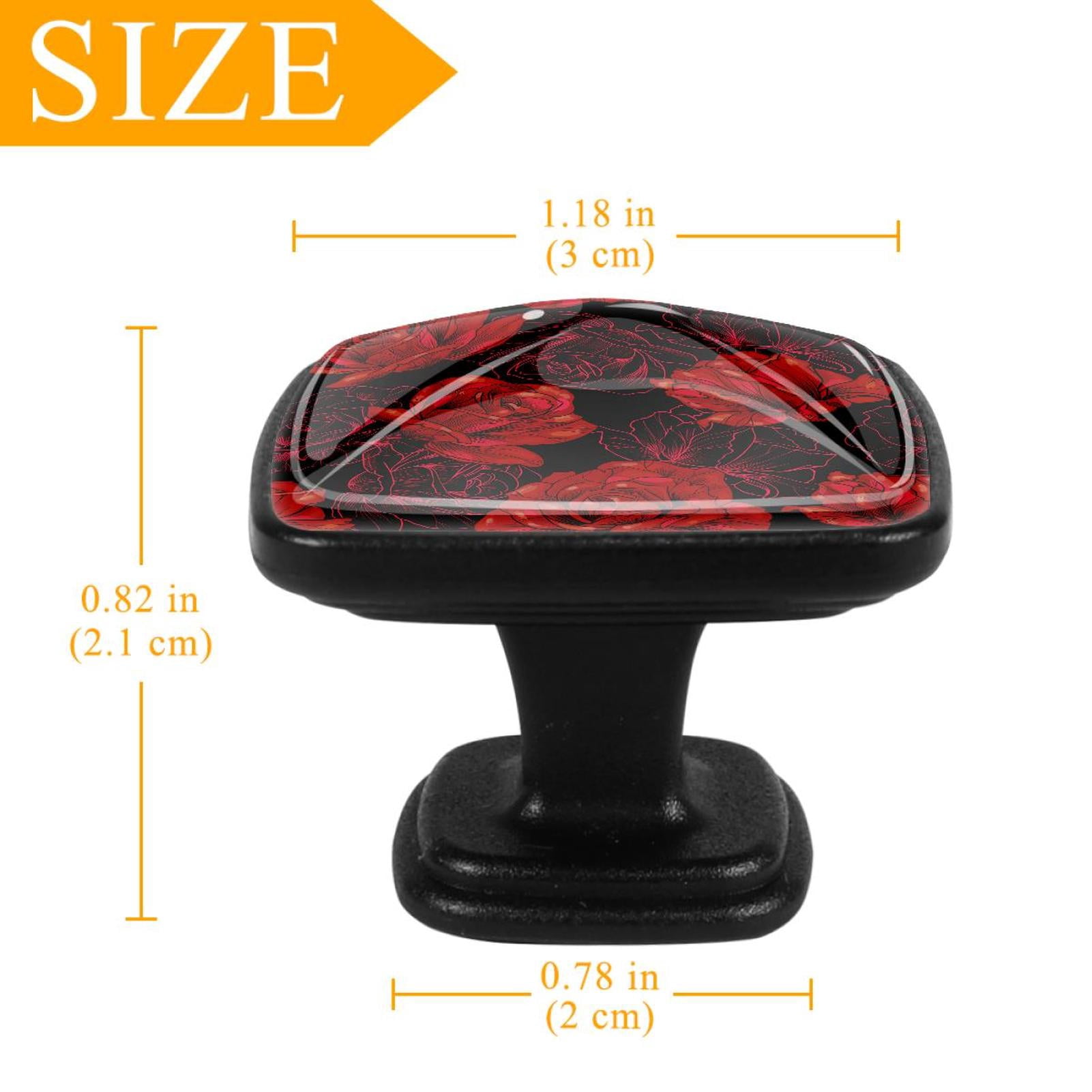 4 Pcs Cabinet Handle Drawer Pulls Blooming Rose Flowers Knobs with Screws Square Furniture Office Cabinet Knob Decoration