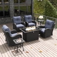thumbnail image 6 of LayinSun 7 Pieces Outdoor Patio Furniture Set with Fire Pit Table, Rattan Wicker Swivel Rocker Chairs Sets with Swivel Glider Chairs and Coffee Table, 6 of 8