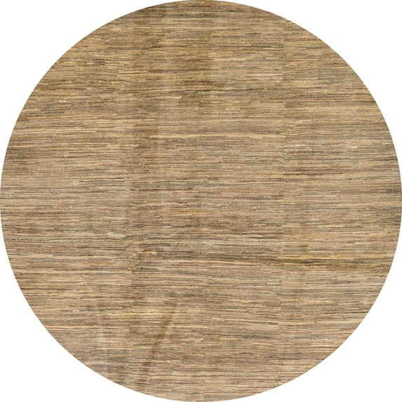 Ahgly Company Indoor Round Abstract Brown Sand Brown Abstract Area Rugs, 8' Round