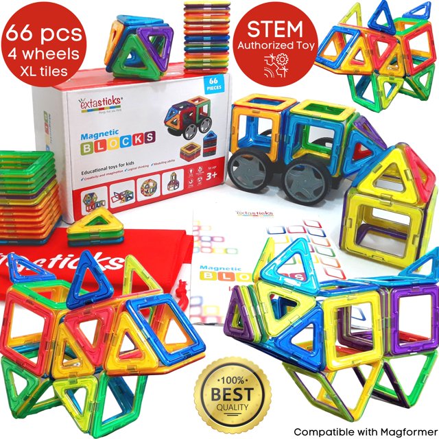 Building Blocks Tiles Toy for Kids by Extasticks 66 Pcs